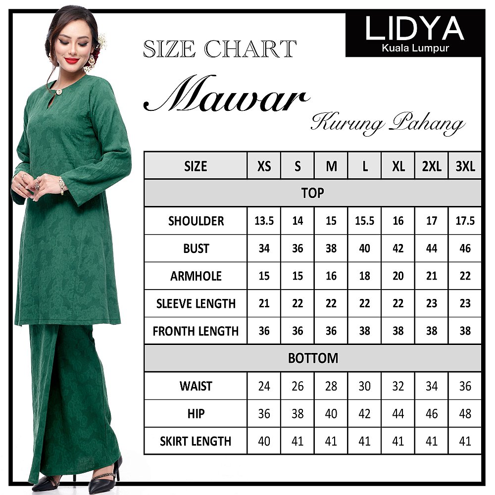 Klasik Kurung Pahang Mawar (Emerald Green)