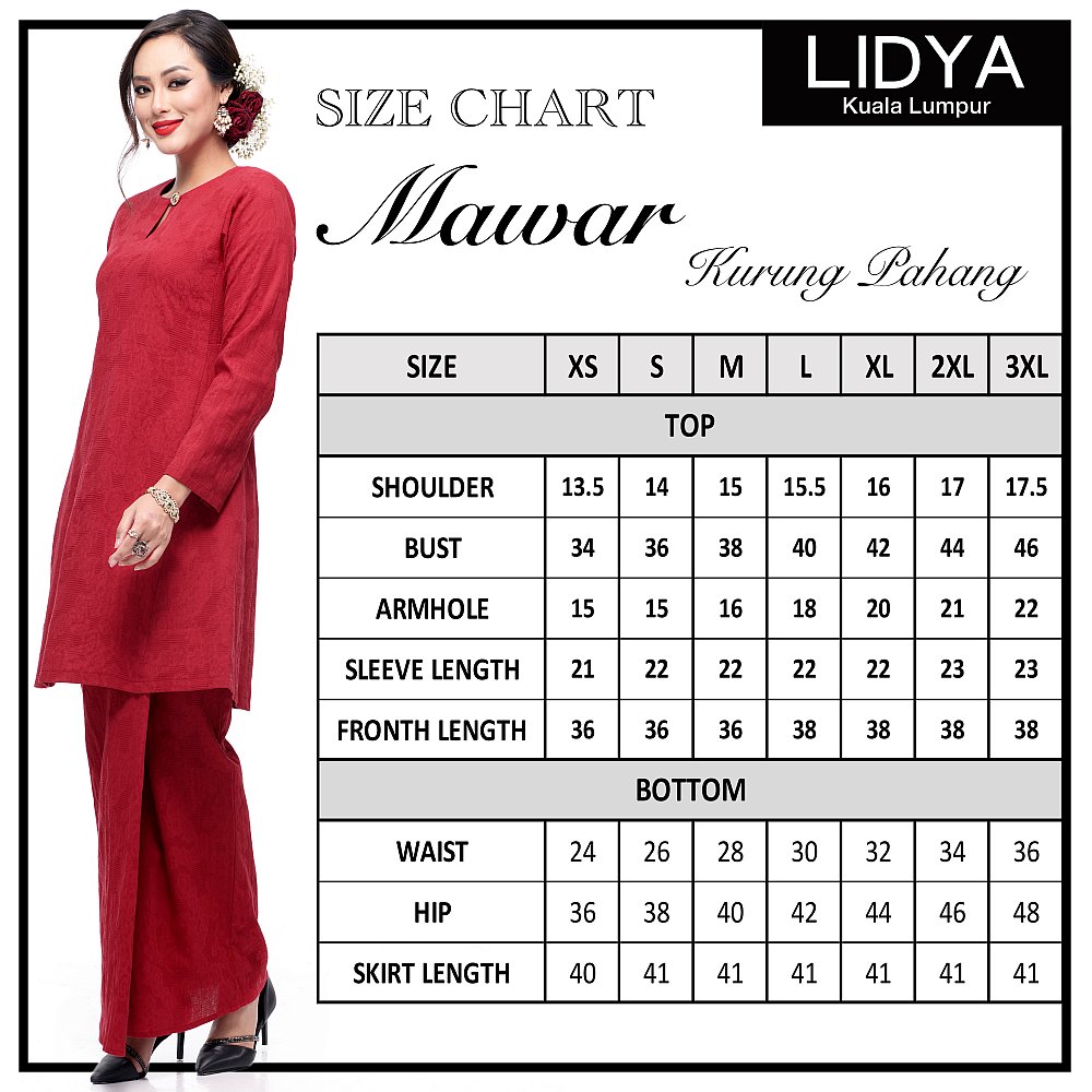 Klasik Kurung Pahang Mawar (Ruby Red)