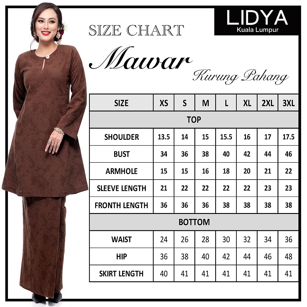 Klasik Kurung Pahang Mawar (Brown)