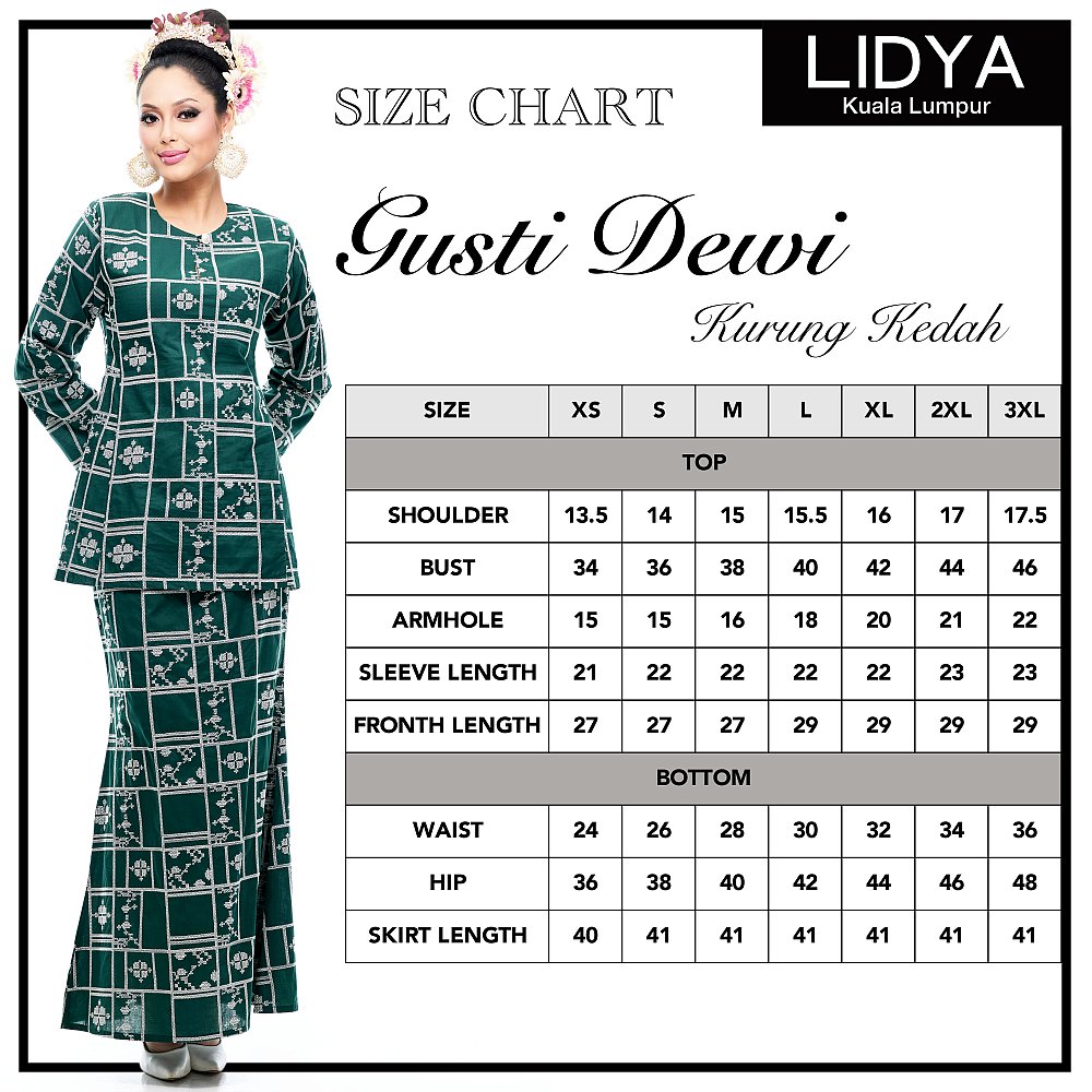 Kurung Kedah Gusti Dewi (Emerald Green)
