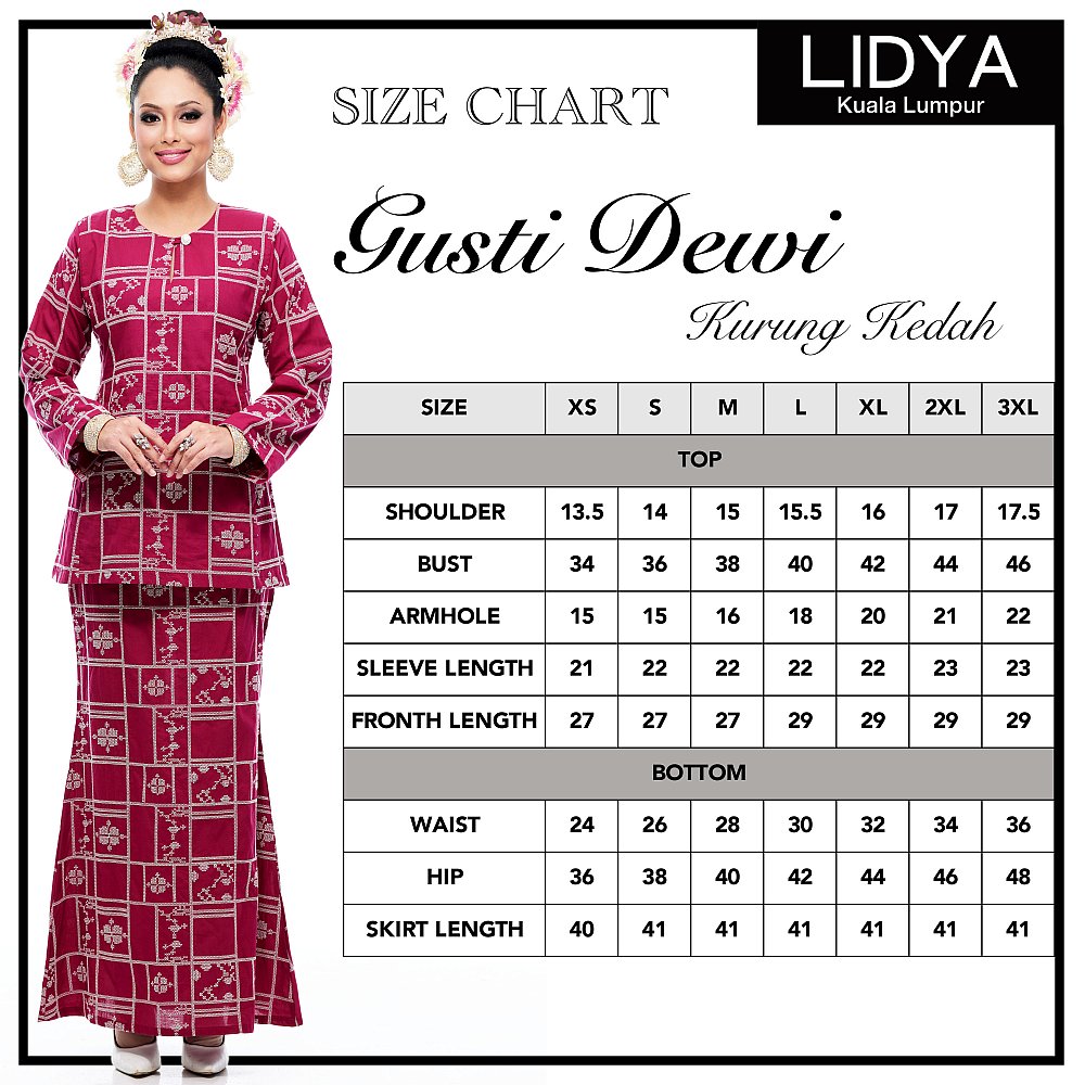 Kurung Kedah Gusti Dewi (Magenta)