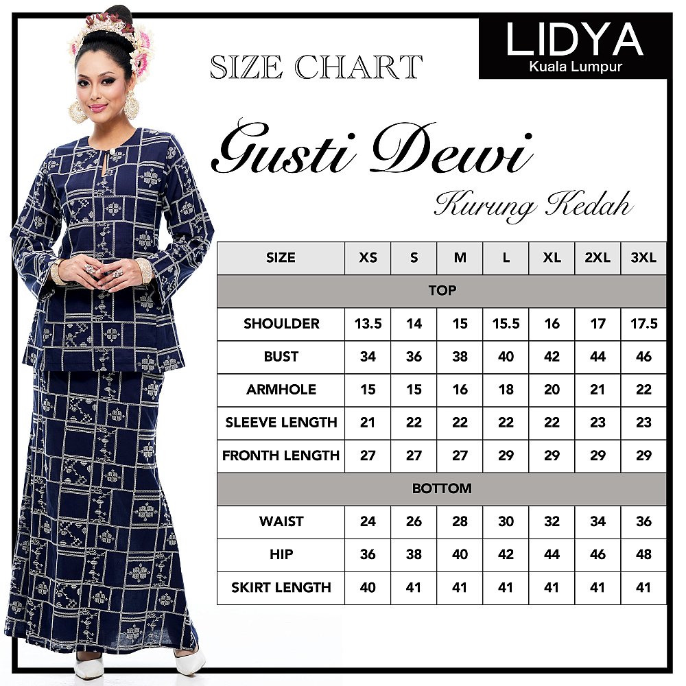 Kurung Kedah Gusti Dewi (Navy Blue)