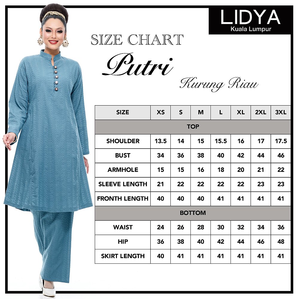 Kurung Riau Putri (Steel Blue)
