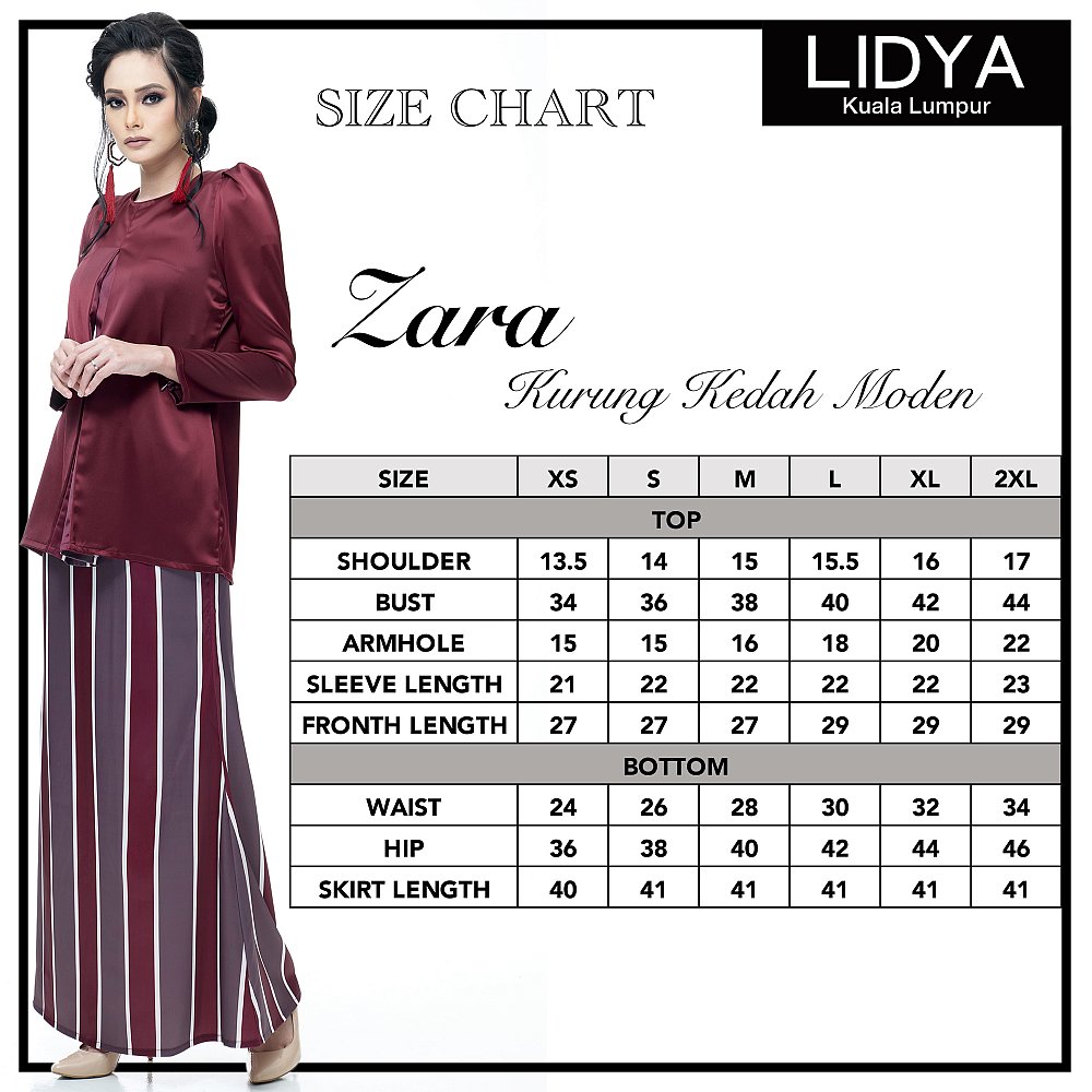 Zara Mini Kurung (Maroon)