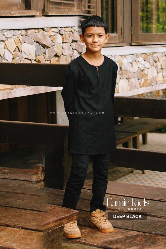 EAMIR KURTA KIDS in DEEP BLACK