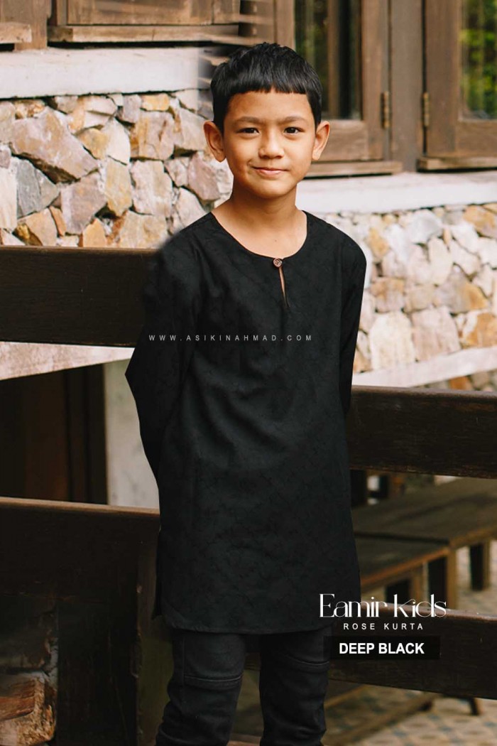 EAMIR KURTA KIDS in DEEP BLACK