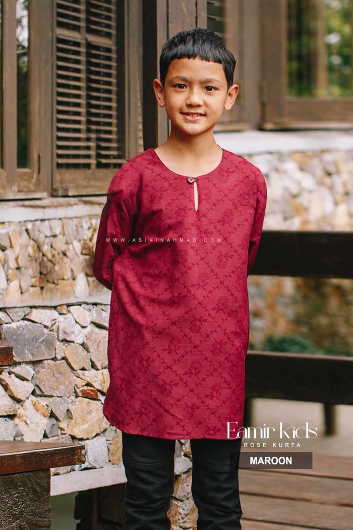 EAMIR KURTA KIDS in MAROON