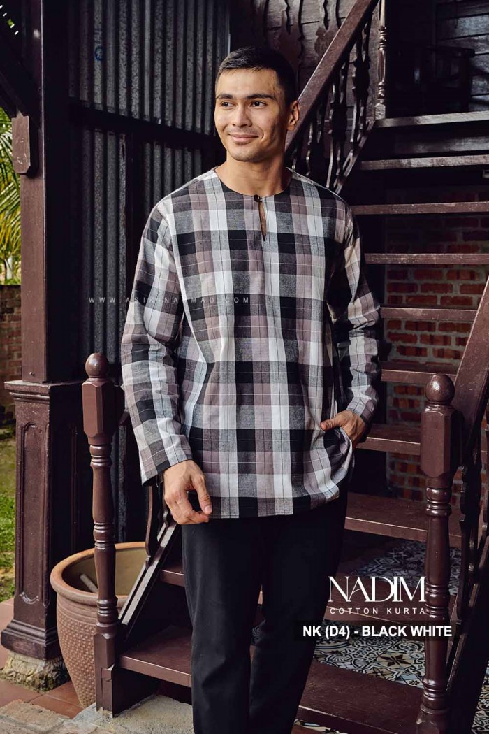 NADIM KURTA (NK-D4) in BLACK WHITE