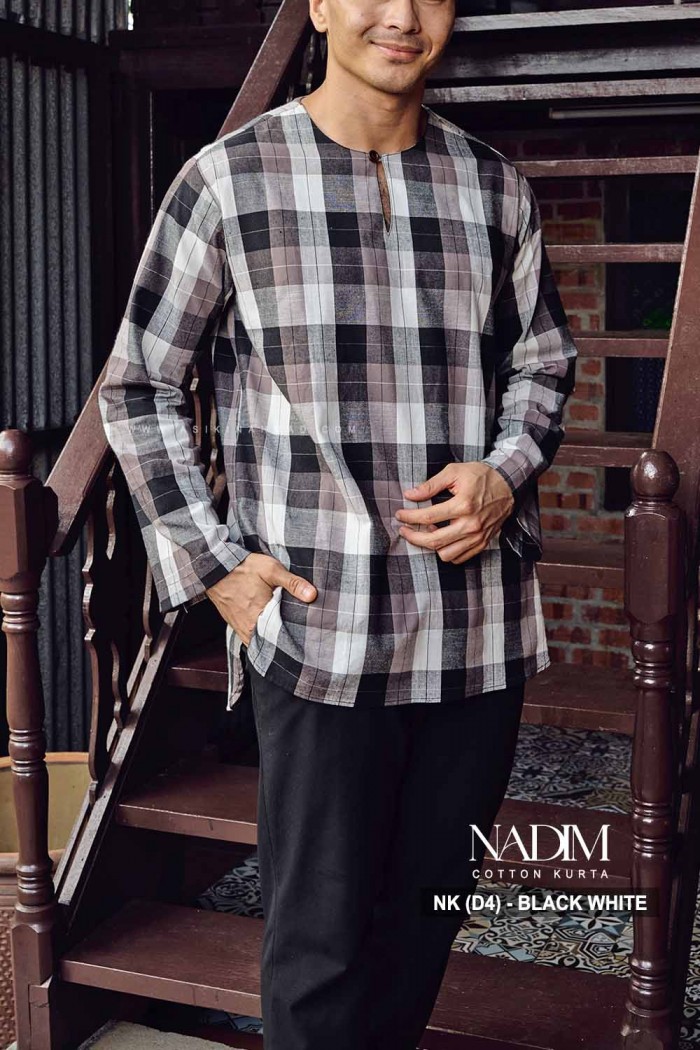 NADIM KURTA (NK-D4) in BLACK WHITE