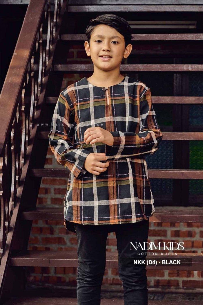 NADIM KURTA KIDS (NKK-D4) in BLACK