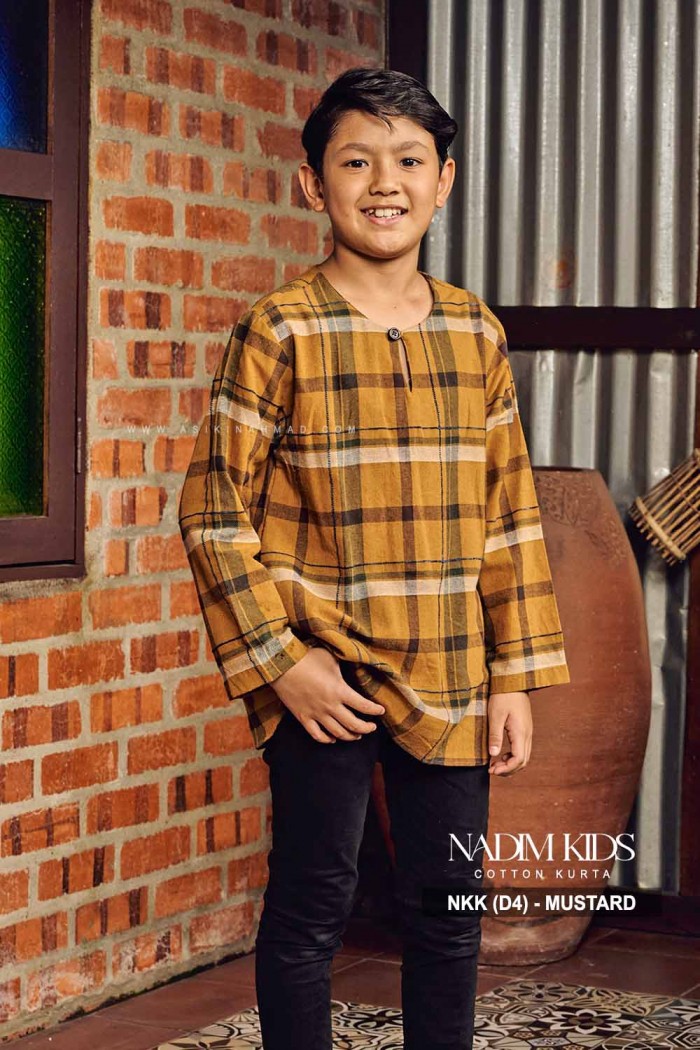 NADIM KURTA KIDS (NKK-D4) in MUSTARD