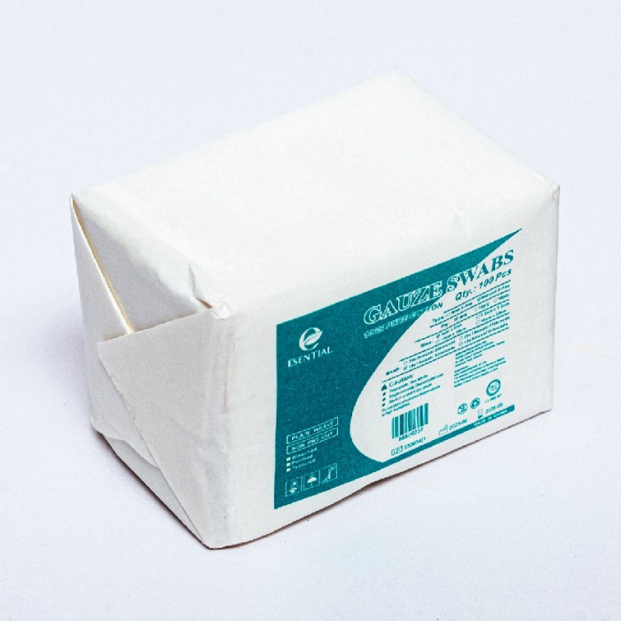 ESENTIAL Disposable Pure Cotton Gauze Swabs 100's 5cm x5cm -Plaster Gauze for wound dressing /非无菌纱布