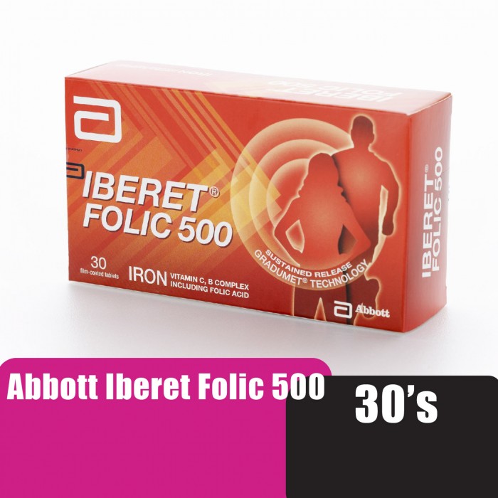 Abbott Iberet Folic 500 30's with Iron and Folic Acid (for Pregnant and Lactating Women)