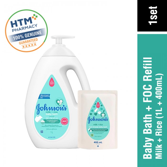 JOHNSONS BABY BATH 1L FOC 400ML (REFILL) - MILK + RICE