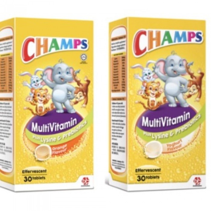 CHAMPS MULTIVITAMIN PLUS LYSINE & PREBIOTICS (YOGHURT FLAVOUR) 15'S X 2