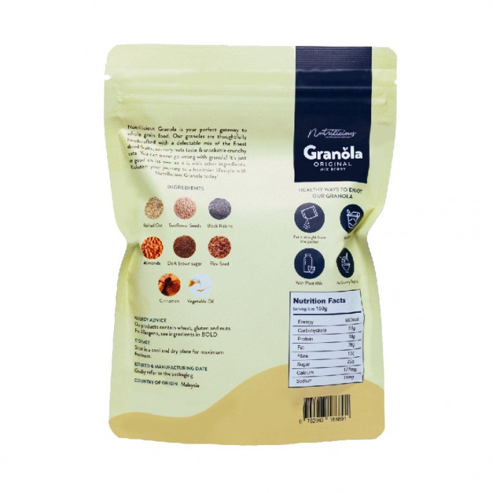 NUTRILICIOUS - Original Granola Cereal Diet 150g ( Oatmeal Diet / Granola Oat Sugar Free Cereal / Muesli )