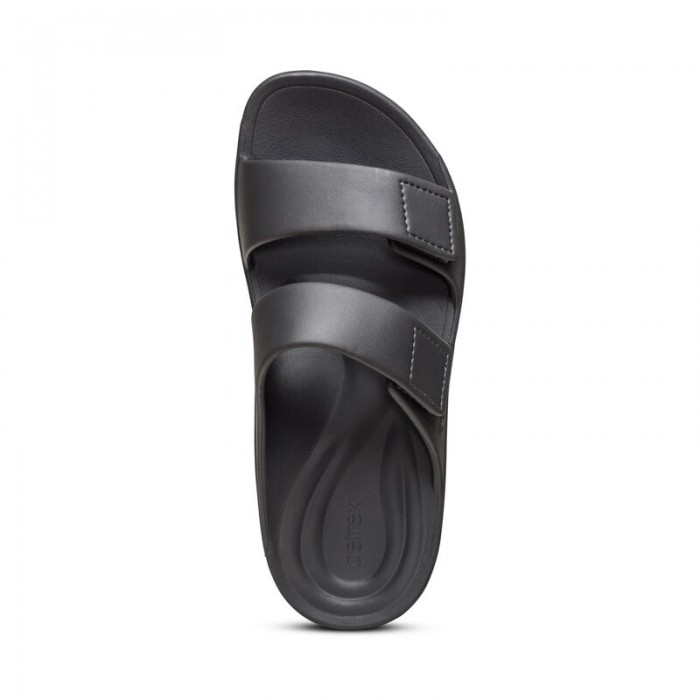 AETREX MENS MILOS SLIDE CHARCOAL - US 8