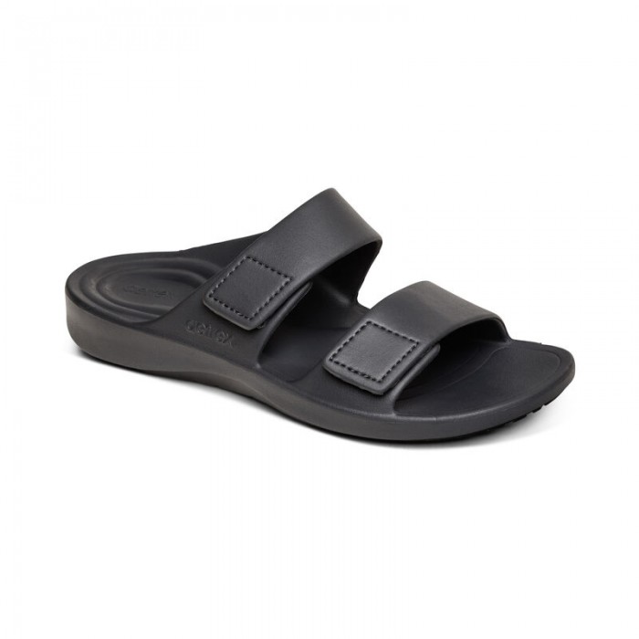 AETREX MENS MILOS SLIDE CHARCOAL - US 12