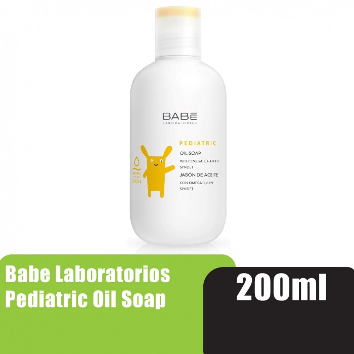 BABE LABORATORIOS Pediatric Oil Soap 200ml for Dry or Atopic Prone Skin with Omega 3,6 & 9 (for Baby & Kids)