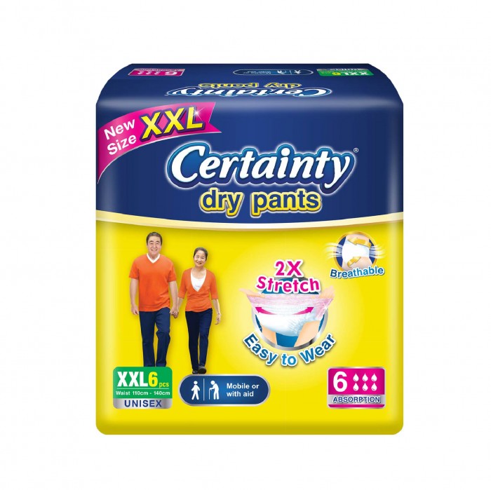 CERTAINTY Drypants Adult Diapers 6's Unisex Size - XXL, Adult Diapers Pants / Pampers Dewasa / 成人 尿裤