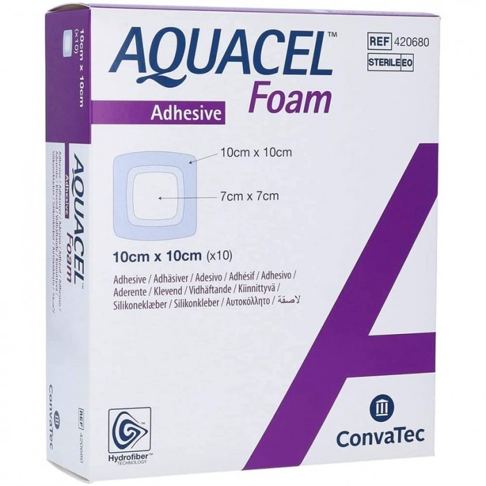 CONVATEC AQUACEL FOAM ADH 10CM X 10CM 10'S (420680) ###