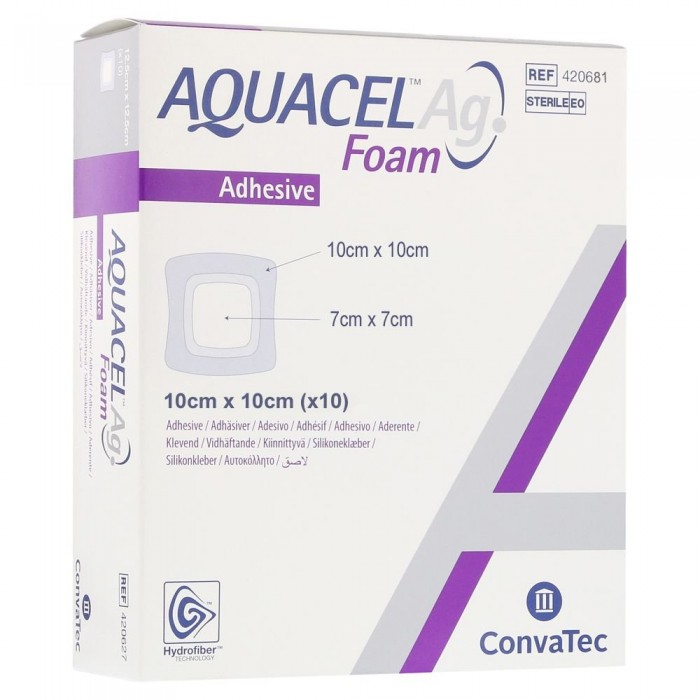 CONVATEC AQUACEL AG FOAM ADH 10CM X 10CM (420681) 10'S ###