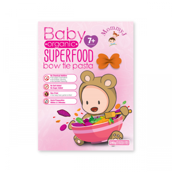 MOMMY J Organic Superfood Bow Tie Pasta 240g - Baby Food, Makanan Baby for 6+ Months