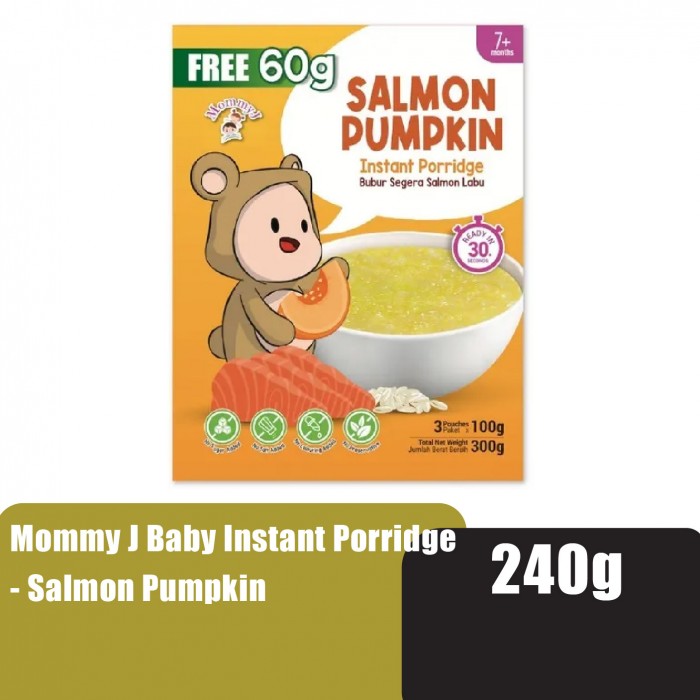 MOMMY J Baby Porridge Instant 240g - Salmon Pumpkin (Bubur Instant, Bubur Baby for 7+ Months)