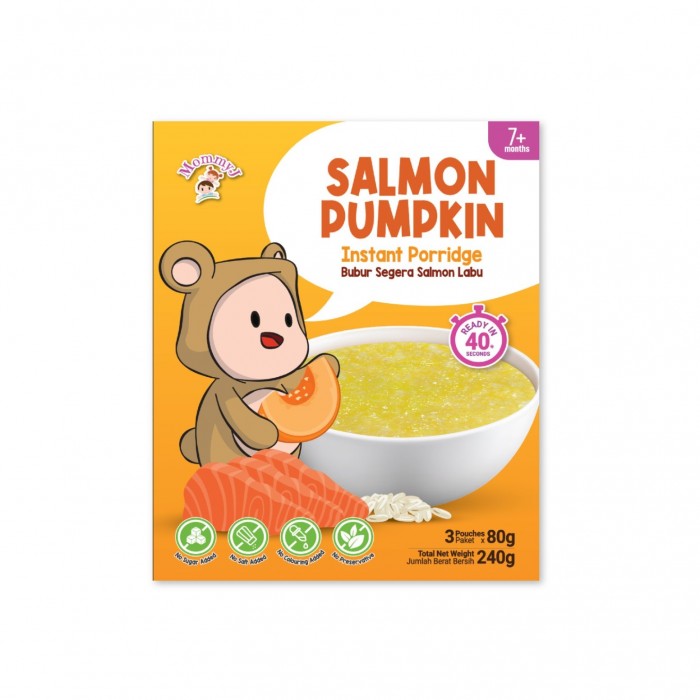 MOMMY J Baby Porridge Instant 240g - Salmon Pumpkin (Bubur Instant, Bubur Baby for 7+ Months)