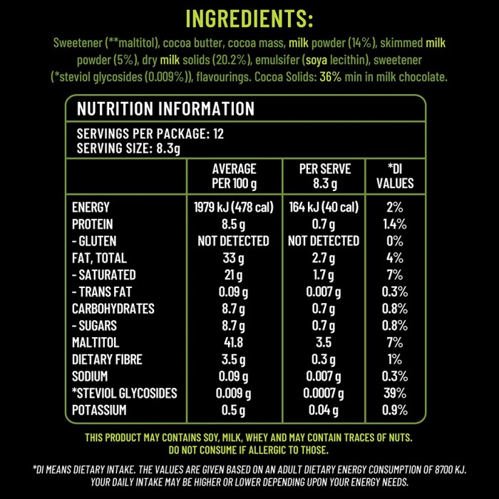 Sugarless Milk Chocolate & Almond With Stevia 150g