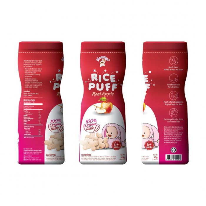 MOMMY J Rice Puff 50g - Real Apple/ Epal (Halal Baby Food, Makanan Baby for 6+ Months)