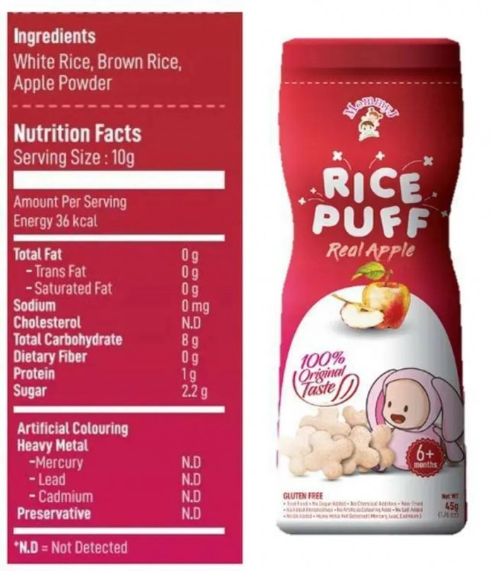 MOMMY J Rice Puff 50g - Real Apple/ Epal (Halal Baby Food, Makanan Baby for 6+ Months)