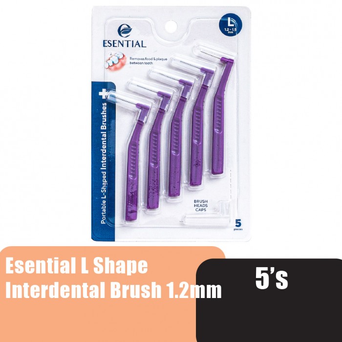 Esential L Shape Interdentail Brush for Braces Toothbrush Braces (L) 1.2MM x 5'S Dental Brush / Berus Gigi Braces