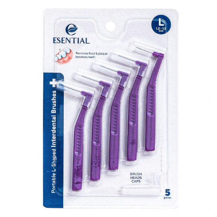 Esential L Shape Interdentail Brush for Braces Toothbrush Braces (L) 1.2MM x 5'S Dental Brush / Berus Gigi Braces