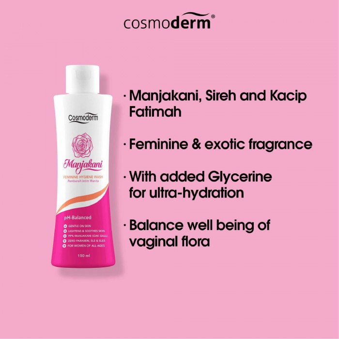 Cosmoderm Manjakini Hygiene Wash 150ml X 2 (Twin Pack)