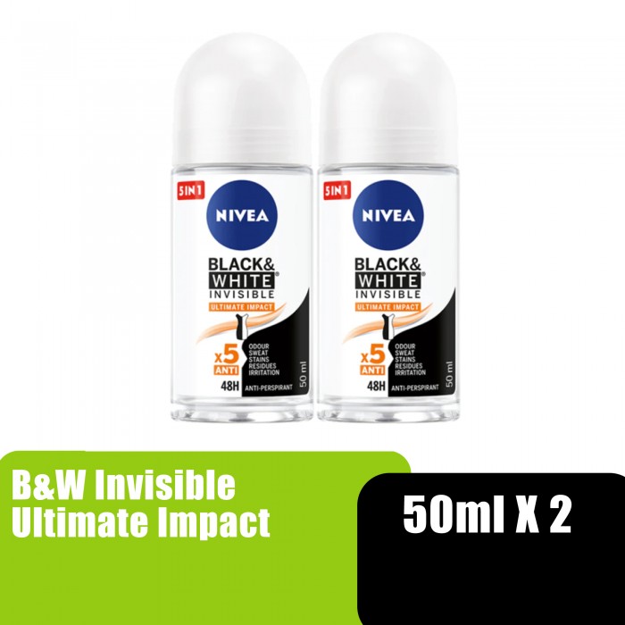 NIVEA FEMALE BLACK & WHITE ULTIMATE IMPACT RO 50ML X 2 (83490)