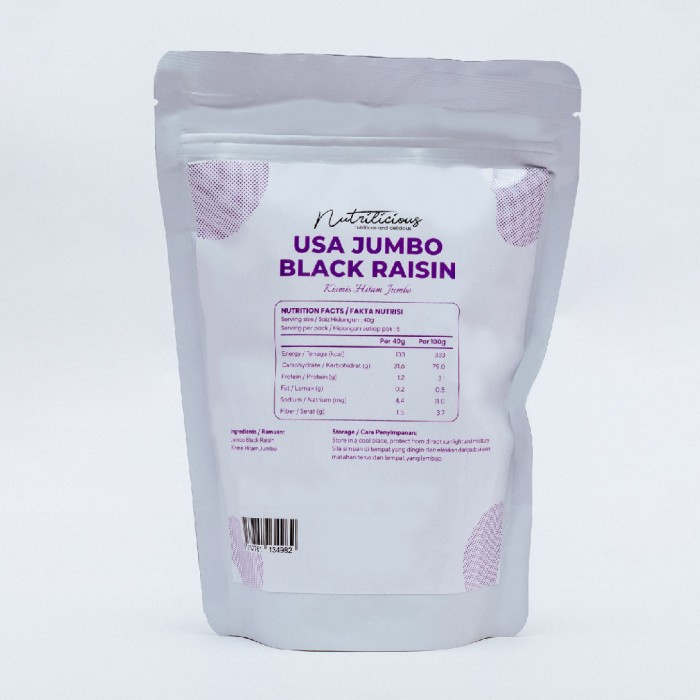 NUTRILICIOUS Usa Jumbo Black Raisin Jumbo Raisin Organic 200g 黑葡萄干 Kismis Hitam Besar (Raisins Kismis Jumbo / 葡萄干 / 葡萄幹)