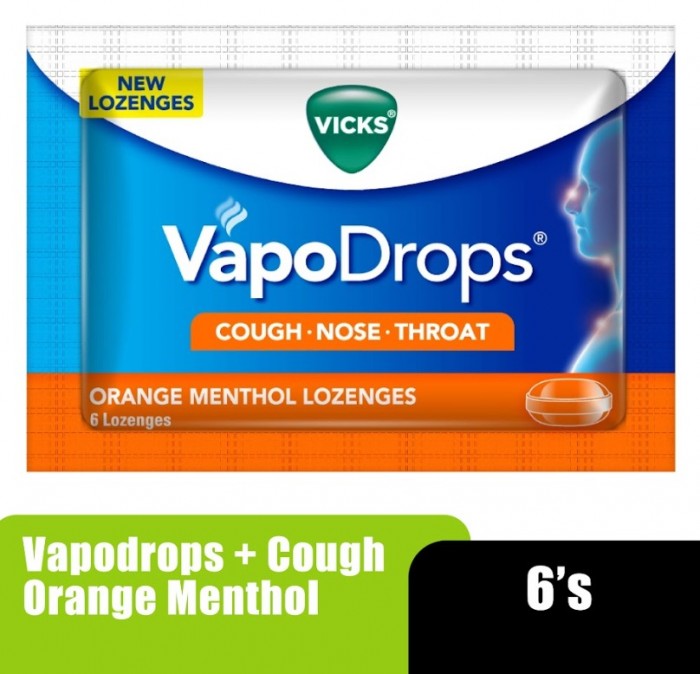 VICKS VAPODROPS + COUGH ORANGE 6'S