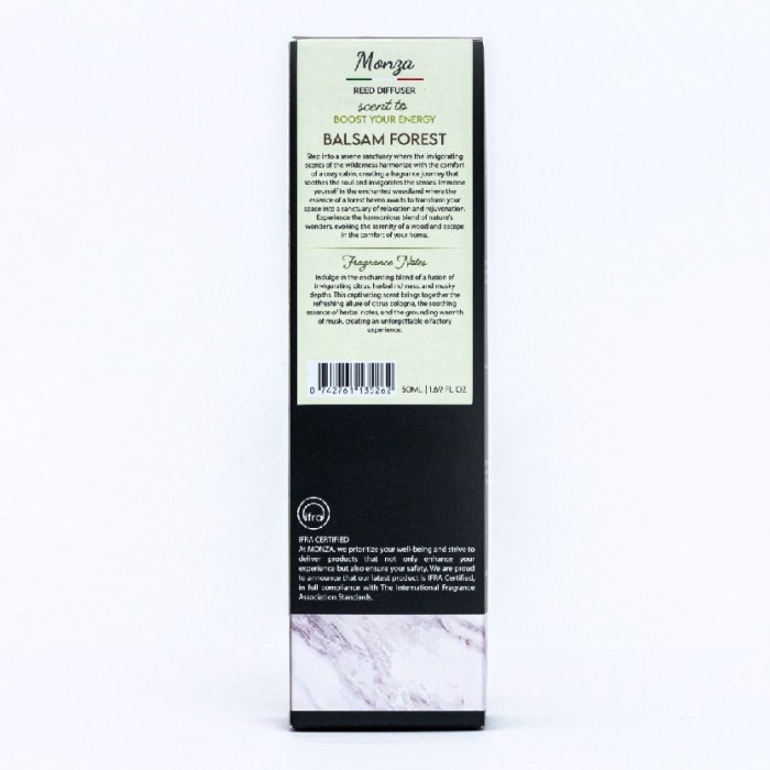 Monza Reed Diffuser Balsam Forest 50ml - Aroma Diffuser Air Freshener Room, Home Fragnance Pewangi Rumah 房间 香薰