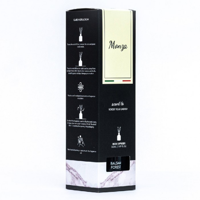 Monza Reed Diffuser Balsam Forest 50ml - Aroma Diffuser Air Freshener Room, Home Fragnance Pewangi Rumah 房间 香薰