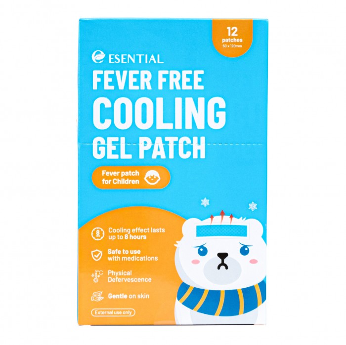 ESEESENTIAL Children Fever Free Cooling Gel Patch 12's For body heat &headache relief /小孩退熱貼