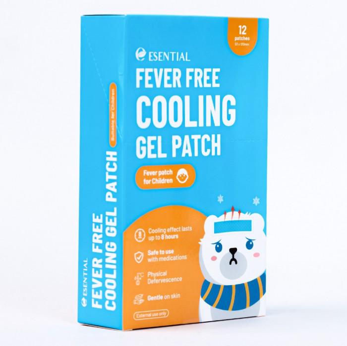 ESEESENTIAL Children Fever Free Cooling Gel Patch 12's For body heat &headache relief /小孩退熱貼