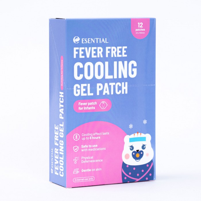 ESENTIAL Infants (New born baby) Fever Free Cooling Gel Patch 12's For body heat &headache relief /宝宝退熱貼