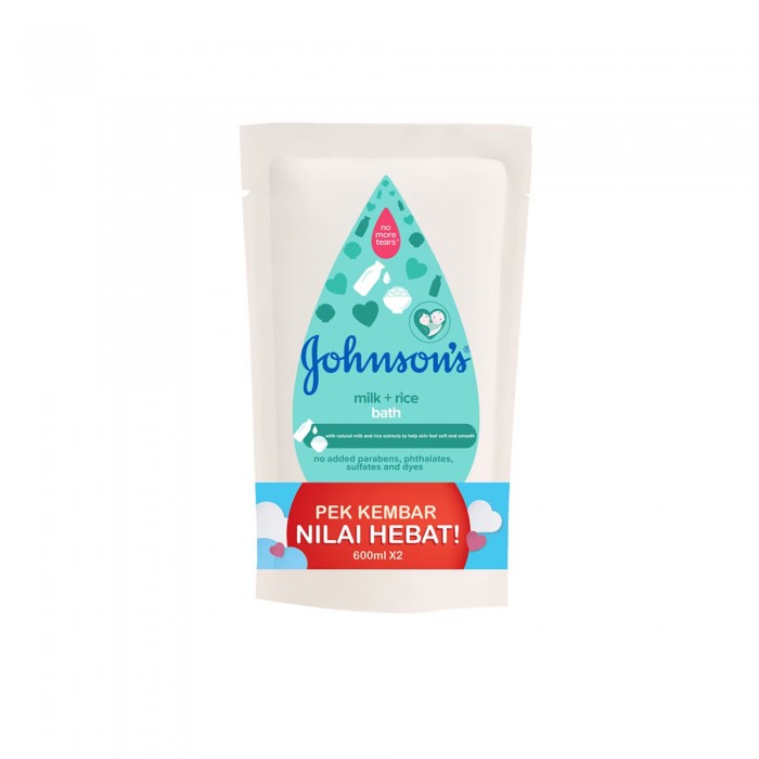 JOHNSON & JOHNSON BABY BATH & WASH 600ML X 2 (REFILL) - MILK + RICE