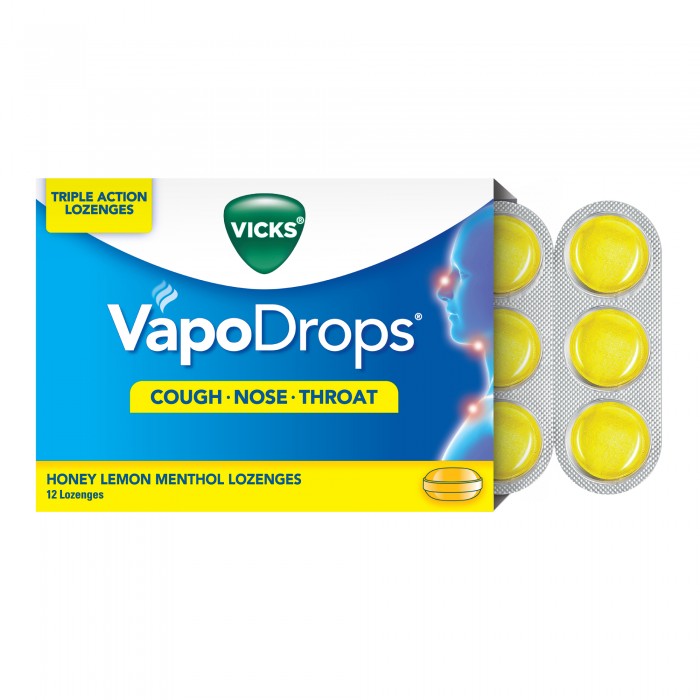 VICKS VAPODROPS + COUGH HONEY LEMON 12'S