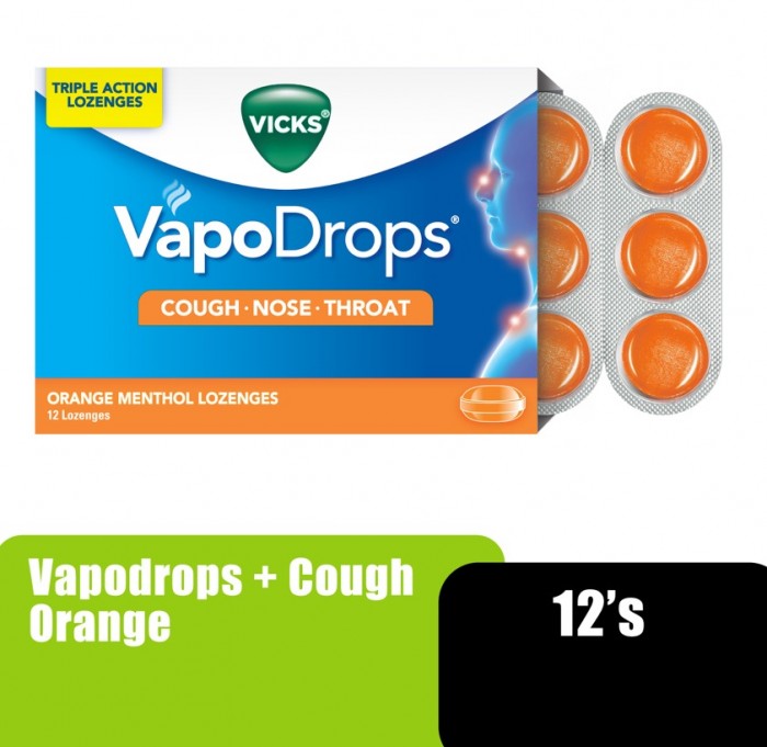 VICKS VAPODROPS + COUGH ORANGE 12'S