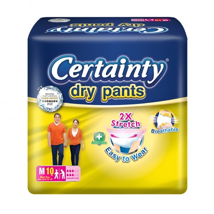 CERTAINTY Drypants Adult Diapers 10's Size - M, Adult Diapers Pants / Pampers Dewasa / 成人 尿裤