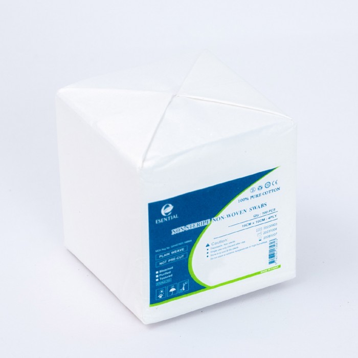 ESENTIAL Disposable Non-Woven Gauze Swabs 100's 10cm x10cm -Plaster Gauze for wound dressing /无纺布纱布