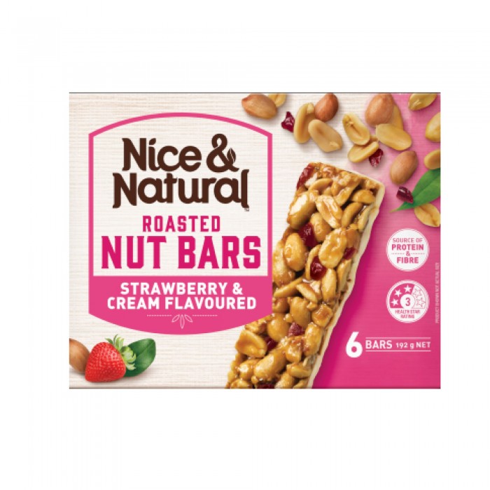 Nice&Natural Roasted Nut Bar Strawberry & Cream 192g x 6 Protein Bar 蛋白棒 / 健康零食 (Energy Bar Snack)