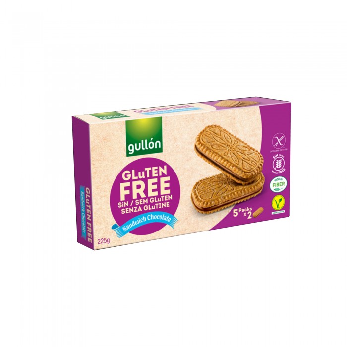 GULLON Gluten Free Biscuit - Sandwich Chocolate 5x45g Healthy Snacks Biskut ( 低卡零食 / 健康零食 )